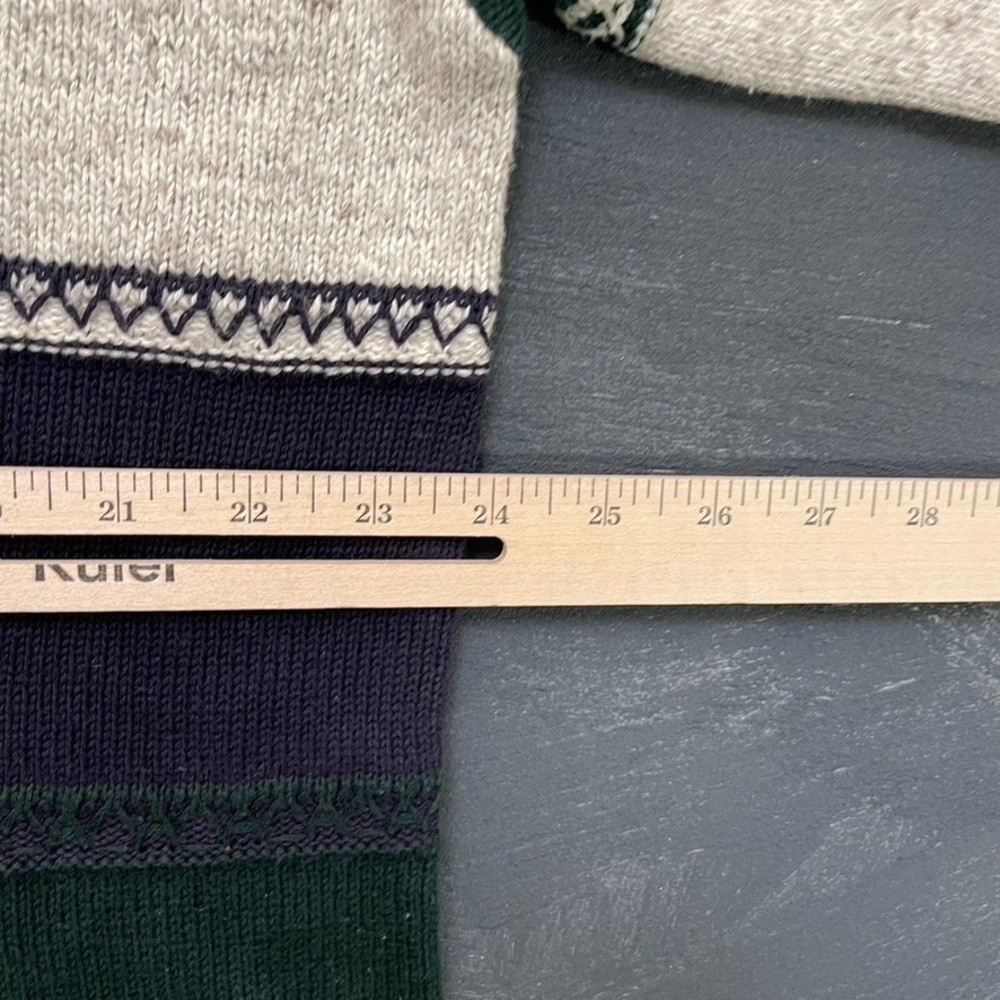 vintage TT&CO Sport cotton knit sweater mens Large green 1990s striped pattern - Picture 5 of 7
